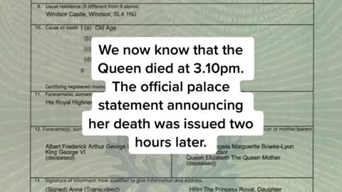 Queen Elizabeth's death certificate has been released, revealing her actual time and cause of death.