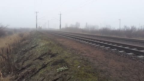 Train Hungary asea halad fenyőfaszállító vonattal Karcag előtt