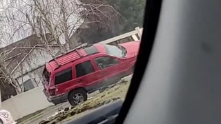 Jeep Cherokee Crashes Into Fence After Driving on Rim