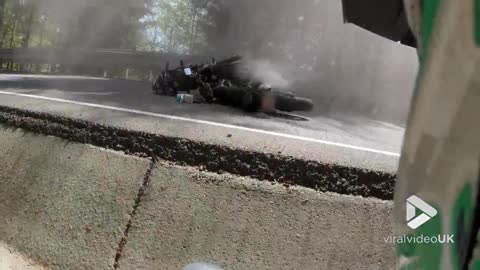 Insane motorcycle pile up crash || Viral Video UK