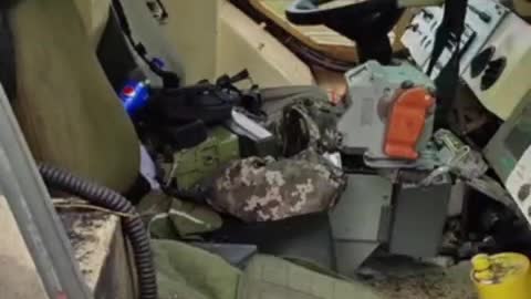 APC-4 of the Ukrainian Armed Forces after an anti-tank mine explosion.