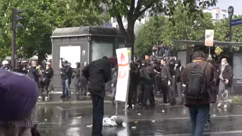 Paris May Day protest turns ugly as police clash with protesters.