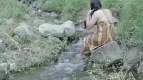 prank woman bathing in the river 🤣🤣🤣 thought to be a girl..thought to be a girl...🤣🤣🤣🤣