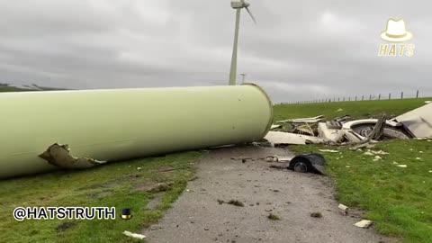 Massive wind turbine crashes to the ground as a result of, you guessed it... the wind. 🤡