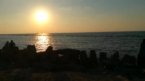 Yellow Sunset View In Ras El Bar Egypt