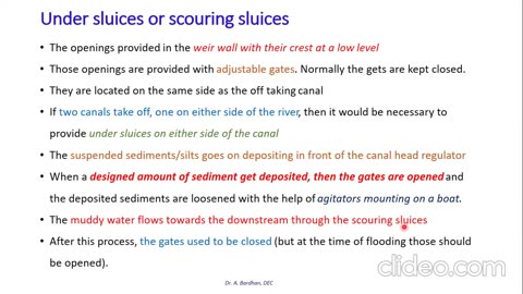 Diversion Head Works - Lecture 2 - Under sluices, Fish ladder, Divide wall and types of weir in DHW