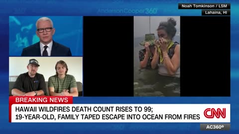 Dramatic video shows family escaping into ocean as Lahaina burns