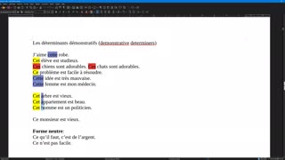 French 12 (complement) Demonstrative determiners, déterminants démonstratifs