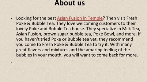 Get The Best Asian Fusion in Temple.