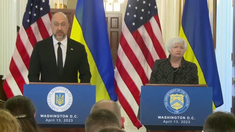 U.S. Treasury Secretary Janet Yellen and Prime Minister of Ukraine Denys Shmyhal Give Remarks - April 13, 2023
