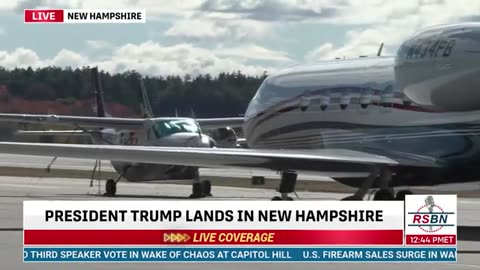 RSBN-President Trump Arrives in New Hampshire Ahead of Campaign Rally.