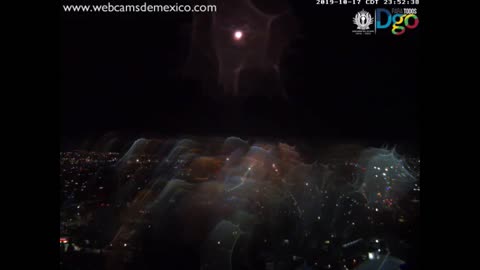 ELECTRIFIED PLASMA FIELD OVER MEXICO WITH FULL MOON