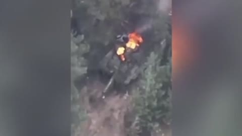 Ukrainian forces take out Russian tank hiding in the woods