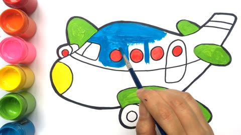 Simple and easy Airplane Coloring and Drawing _ How to Paint