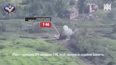 FPV Quad Pilot vs. Russian T-90 Tank: Intense Aerial Assault near Bakhmut