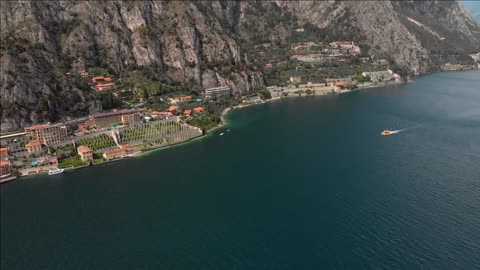aerial view of the limone sul garda and lago di garda lake