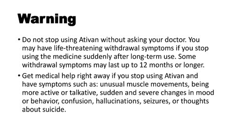 What is Ativan tab? Uses and contraindication.