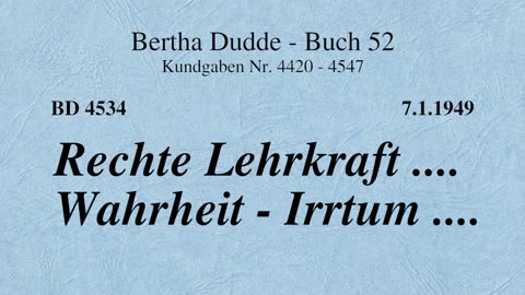 BD 4534 - RECHTE LEHRKRAFT .... WAHRHEIT - IRRTUM ....