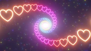 693. Flying Through Neon Spiral Heart Shape Rainbow