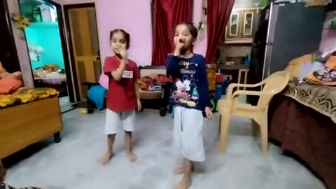 Twins girl dancing