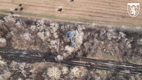 Ukrainian Drone Blows Up Russian Tank Hiding In Tree Line