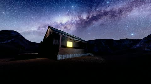Chalet in a starry sky