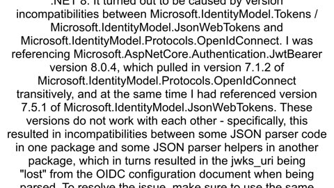 IDX10500 Signature validation failed No security keys were provided to validate the signature