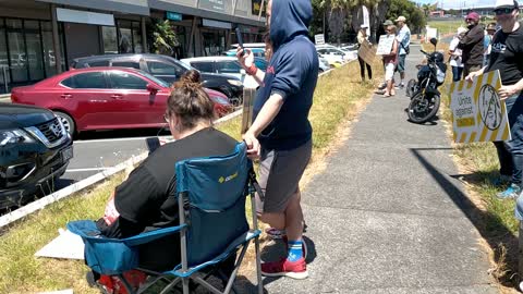 Protest outside vaccine centre at Westgate