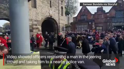 Eggs thrown at King Charles during visit to York; protester detained by police
