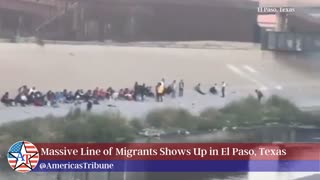 Massive line of Migrants Shows Up in El Paso, Texas