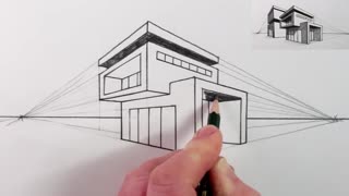 How to Draw a House in Two Point Perspective: Modern House