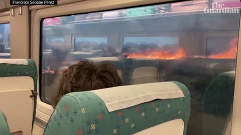 Spain wildfires: Train passengers stunned after flames spotted out either window