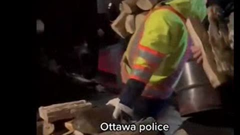 Now Ottawa police stealing firewood to freeze out children and parents to make them sick.