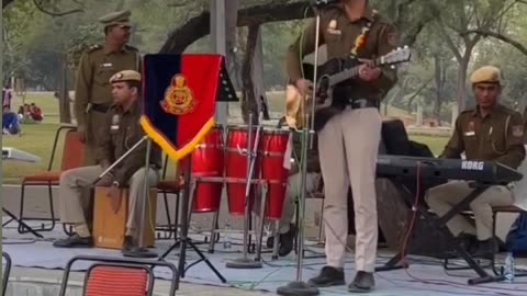 Indian police man sing
