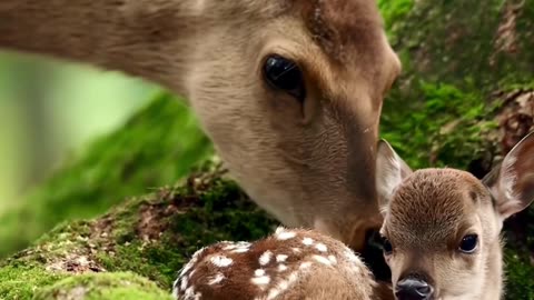 The little sika deer find his mother