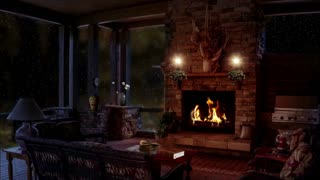 Cozy Fireplace | Relaxing Music | Gentle Rain | Deep Sleep | Relaxation