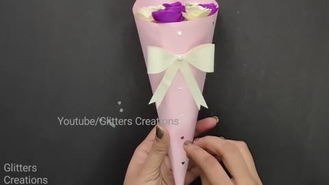 3 DIY Paper Flower BOUQUET/Birthday Gift ideas/Flower Bouquet making at Home