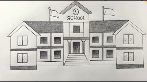 How to draw a School Scenery