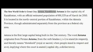 Astana Kazakhstan - The New World Order Secret City