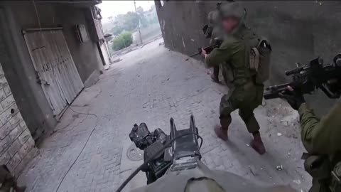 Israeli army soldiers clash in street combat against Hamas terrorists in Jabalia