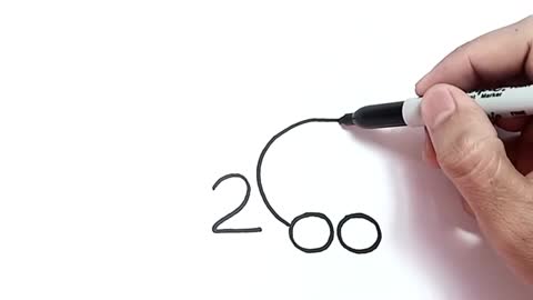 How To Draw A Rabbit From Numbers 200_Cut