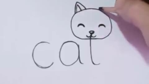 VERY EASY 😍 how to turn word cat into a cartoon cat ( wordtoons) learning step by step for kids