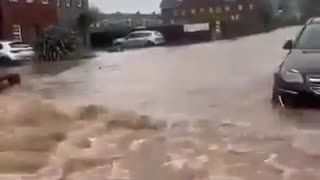 Heavy floods causes by Storm Babet in the Midleton town of Cork, Ireland