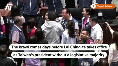 Chaos in Taiwanese Parliament Lawmakers Clash Ahead of New President's Inauguration |Amaravati Today