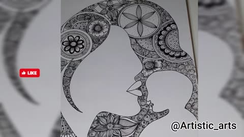 Zentangle Pattern | Drawing Tutorial Videos | Mother and kid drawing step by step
