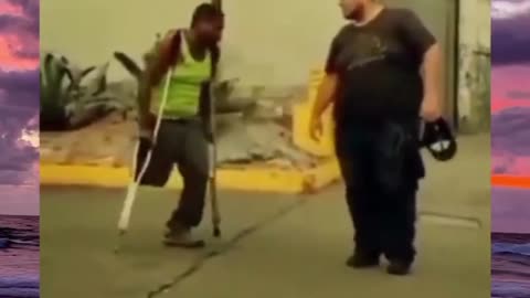 Handicap man kicking another man 😂 funny video