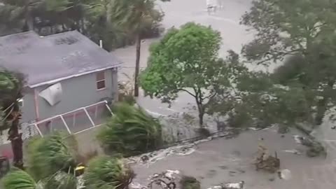 Storm surge causes flooding in Fort Myers Beach, Florida, during Hurricane lan