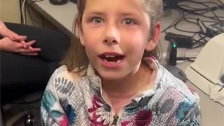 8 year old girl hears her own voice for the first time