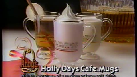 Arby's 1990 Christmas TV Ad: Holly Days Cafe Mugs