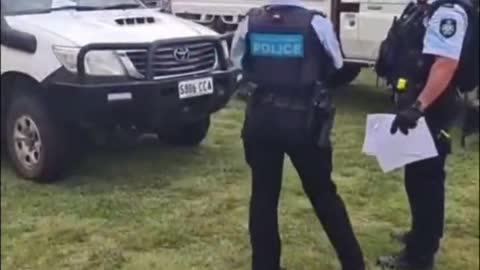 Canberra Convoy: Police doing the rounds outside Parliament House in Canberra Australia